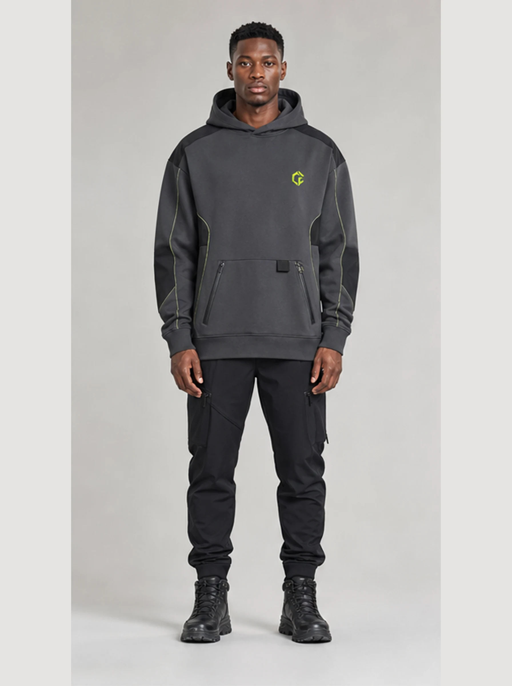 Carbon Relay Pullover front view - Clothixpack technical hoodie