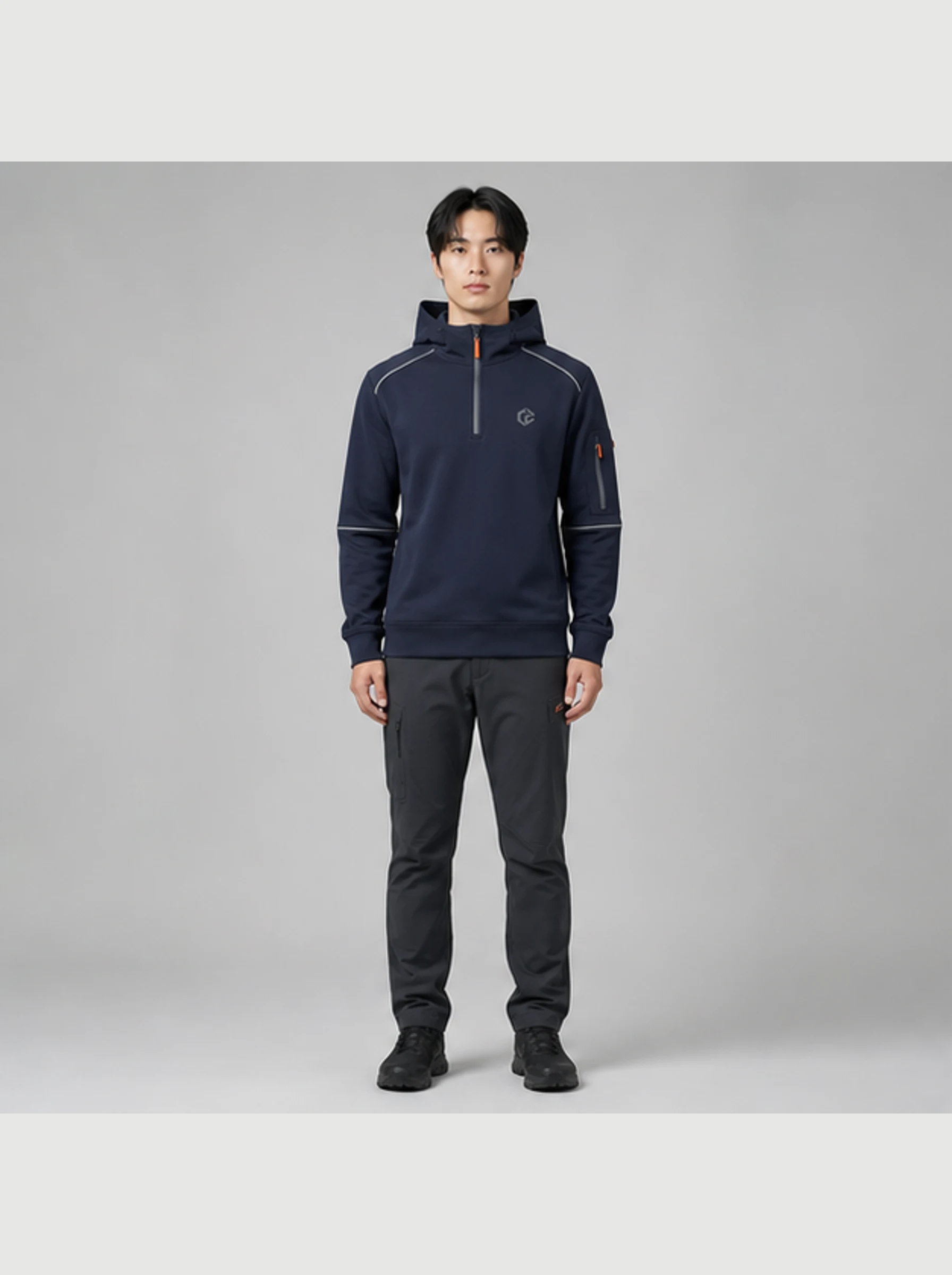 Meridian Half-Zip Hoodie front view - Clothixpack technical hoodie
