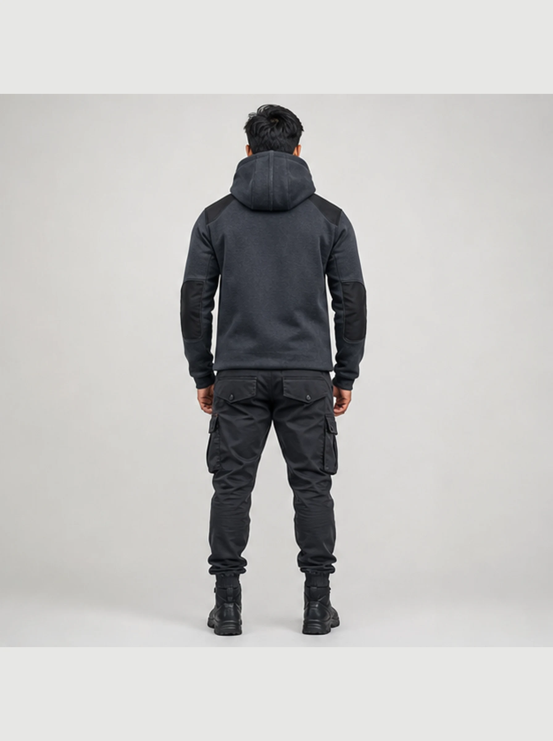 Ember Grid Zip Hoodie back view - Clothixpack technical hoodie