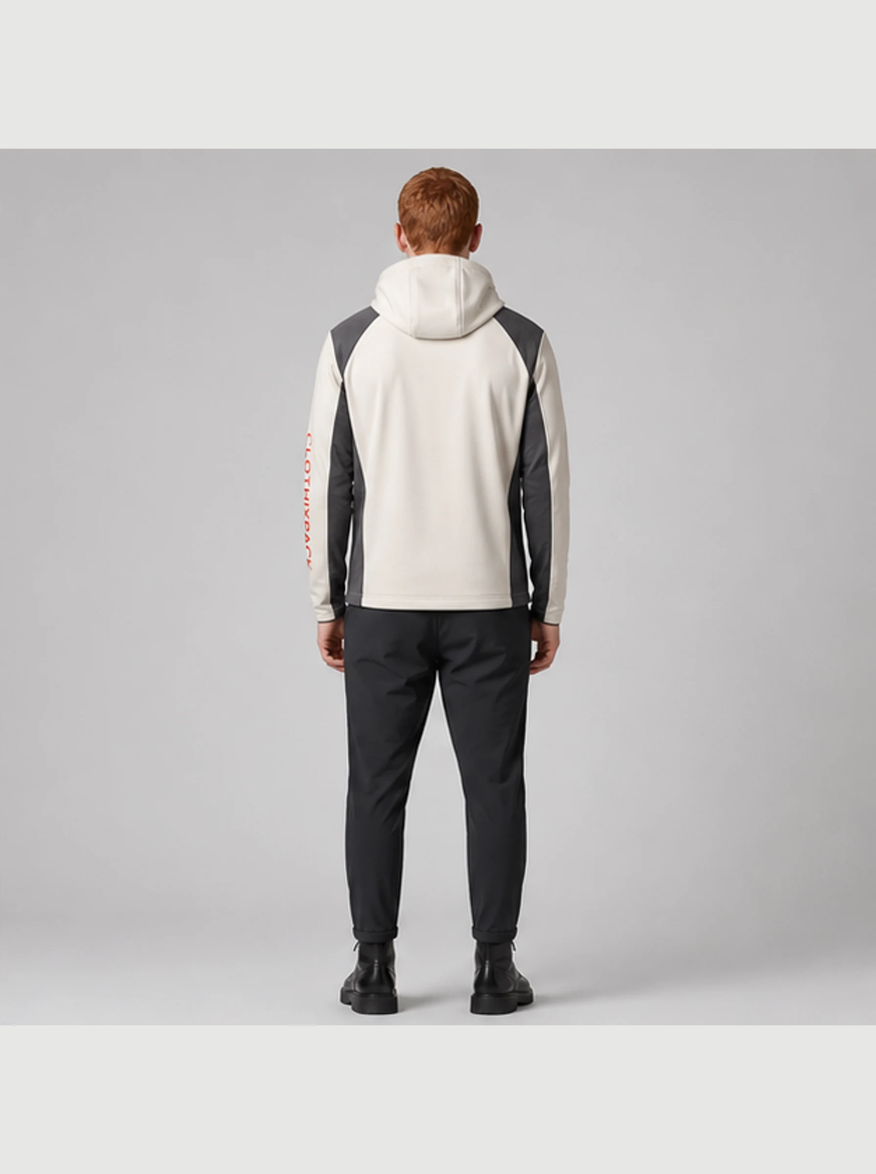 Bone Signal Zip Hoodie back view - Clothixpack technical hoodie