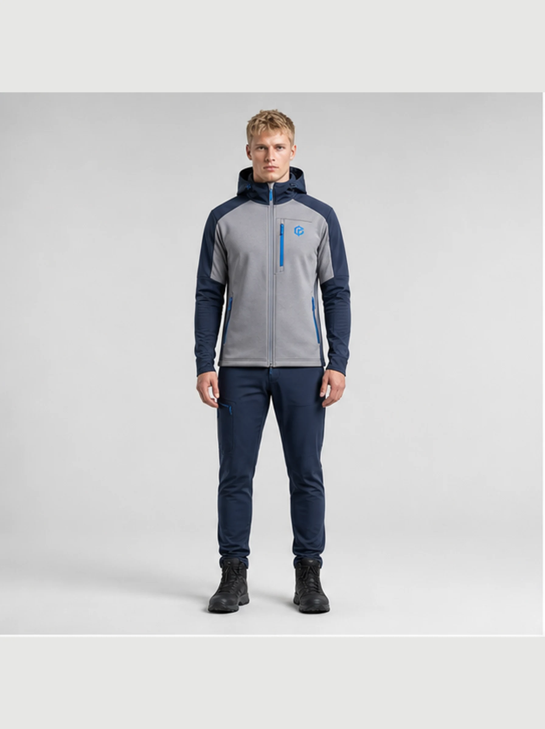 Alpine Frame Hoodie front view - Clothixpack technical hoodie
