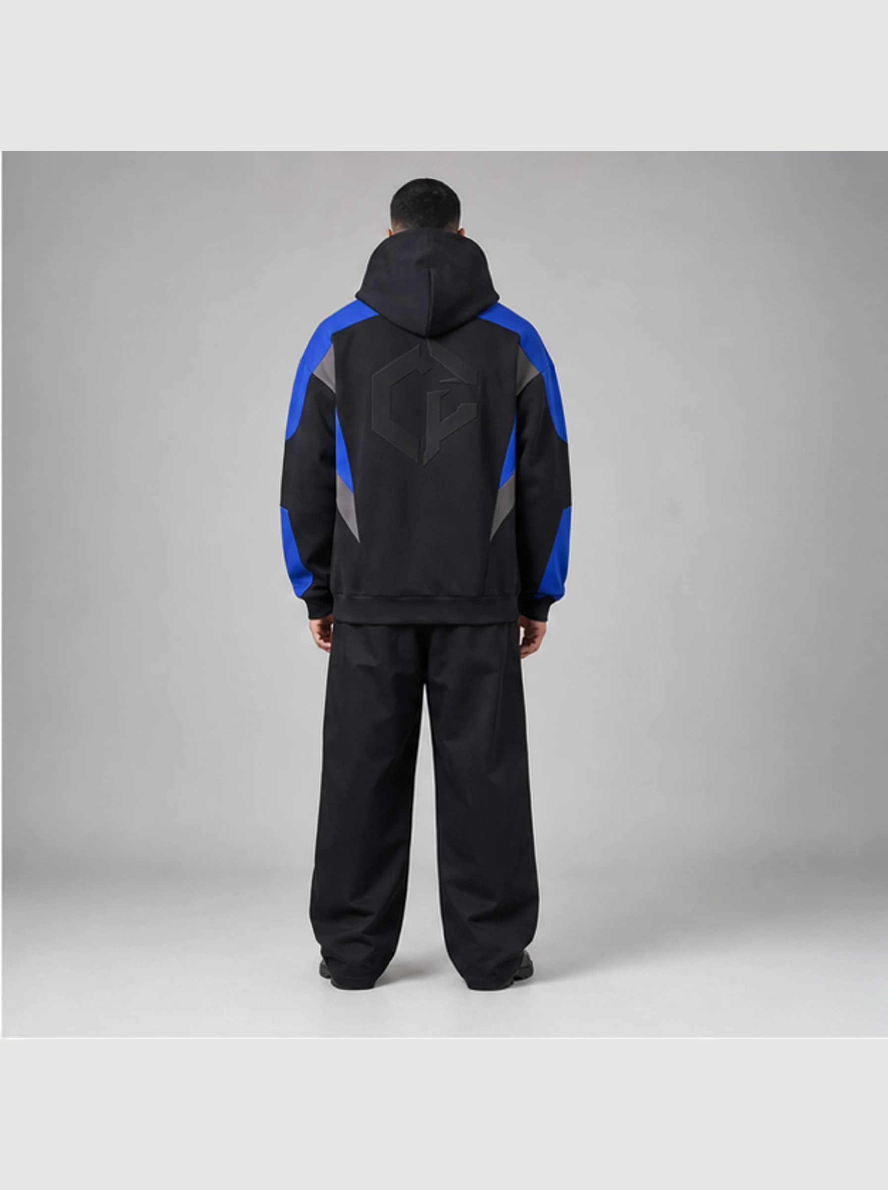 Axis Oversized Zip Hoodie back view - Clothixpack technical hoodie