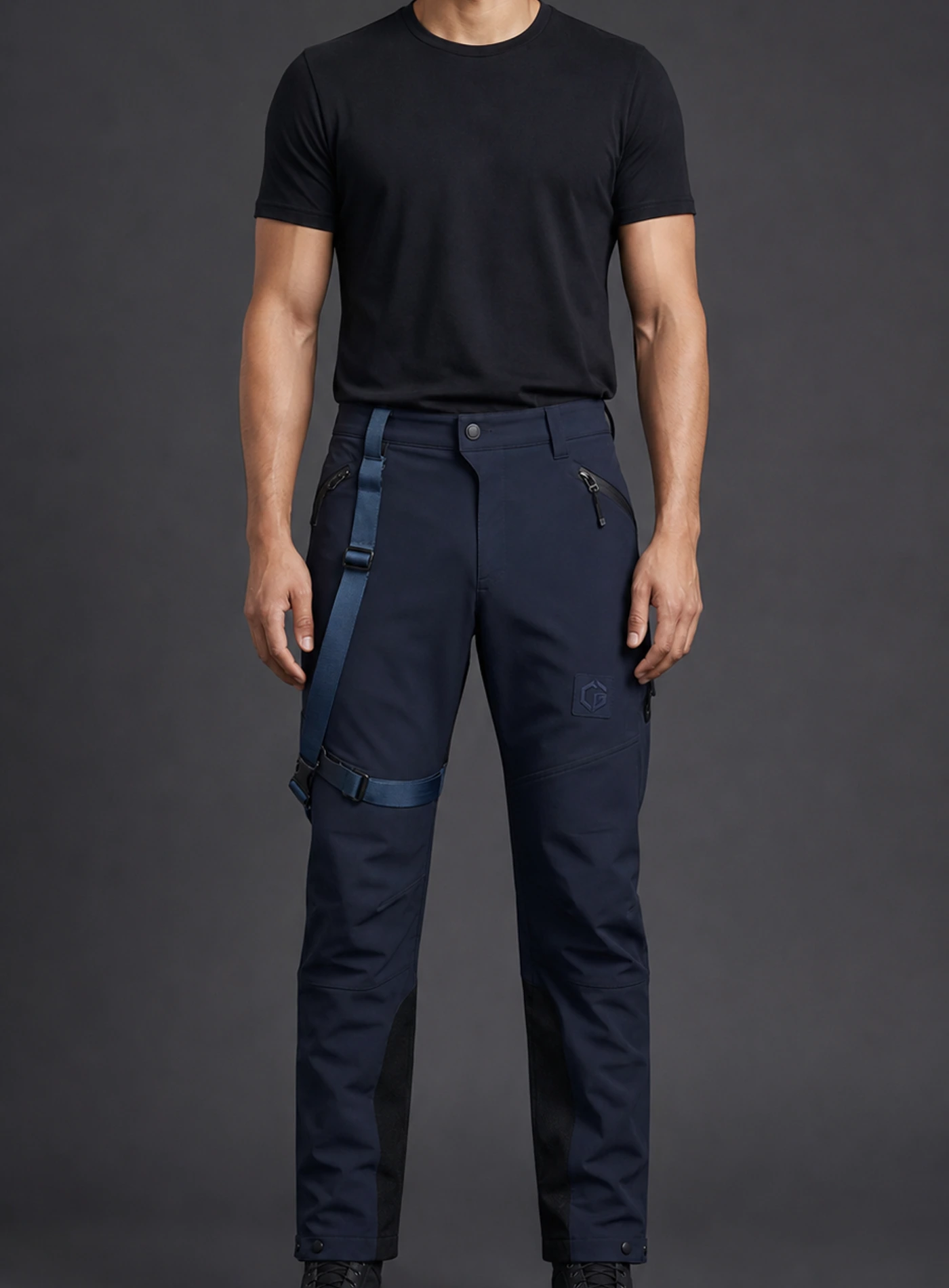 Rift Harness Trouser front view on model