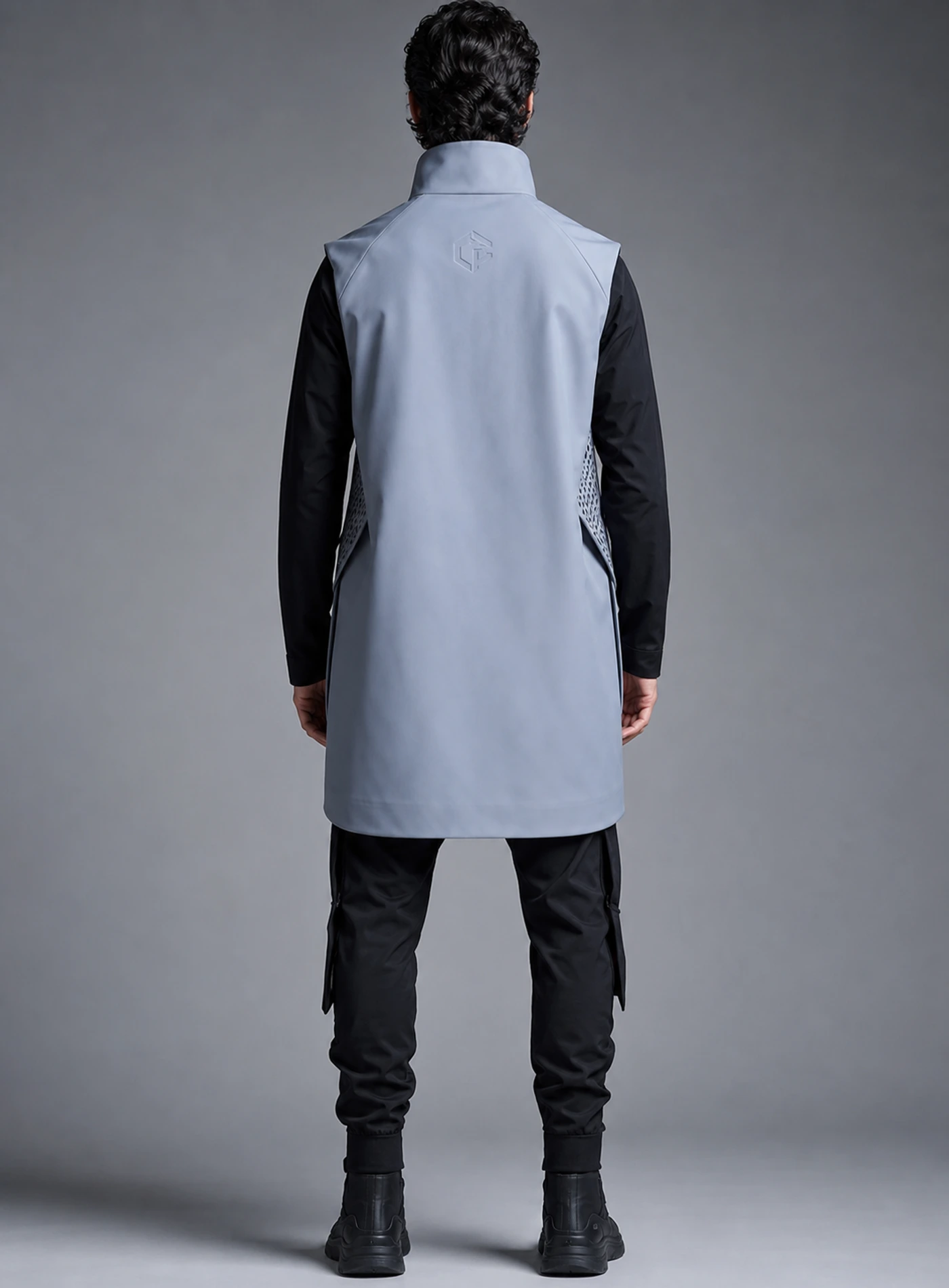 Ice Longline Vest back view showing matching Clothixpack construction and naturally integrated branding